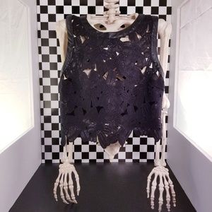 ☠SOLD☠ Black Floral Crop Top